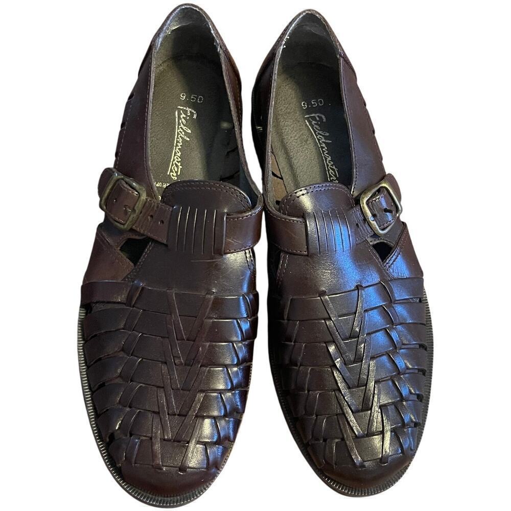 Fieldmaster Ricardo Men's Leather Loafers Sandals Shoes Cross Hatched Size 9.5D